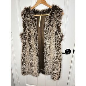 Anthropologie Uncle Frank Brown Faux Fur Vest Sz S Bohemian Western Lagonlook